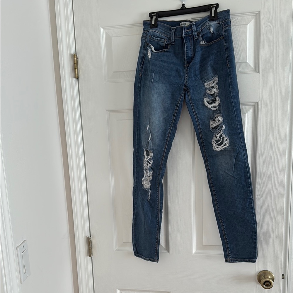 Distressed Cutout Blue Jeans for Women